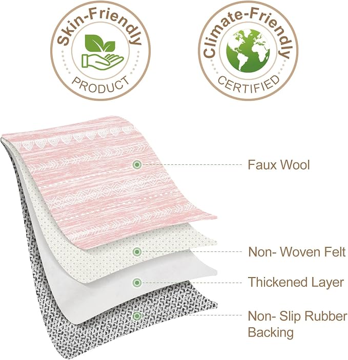 Nakagishi Boho 7x9 Area Rug Living Room Rugs Machine Washable Pink | Soft, Pet & Kid Friendly, Carpet for Living Room/Bedroom/Office/Kitchen/Nursery, Daily Home Decor Stain Resistant Moroccan