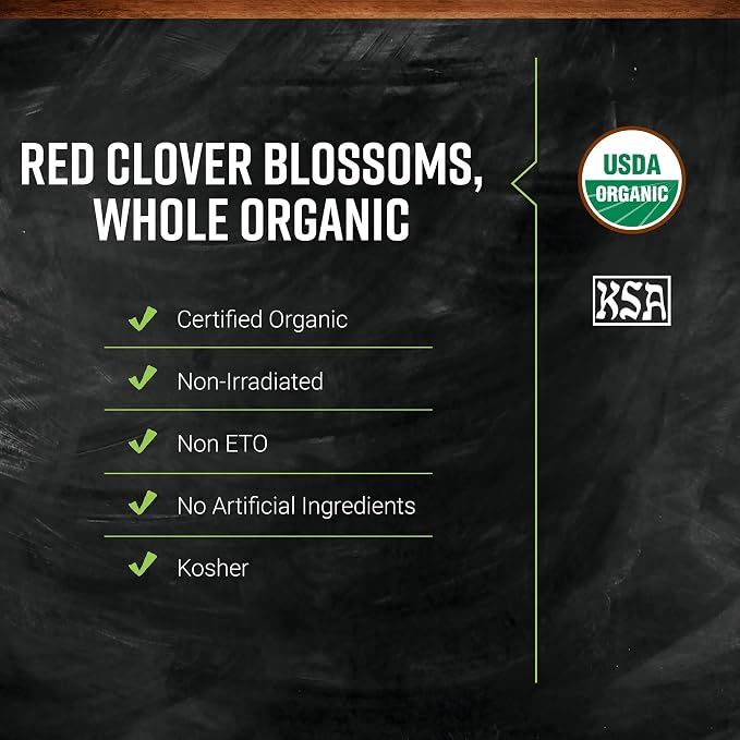 Frontier Co-op Organic Whole Red Clover Blossoms, 0.71oz - Fragrant, Natural and Versatile for Garnishes and Red Clover Tea - Kosher, Non-Irradiated