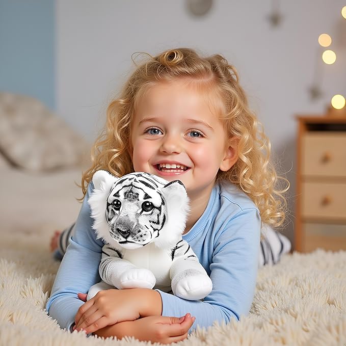 White Tiger Stuffed Animal 24" Giant Stuffed Tiger Plush Jungle Stuffed Animal Soft Plush Tiger Stuffy Cute Plushie Toys Realistic Birthday Gifts for Kids Boys