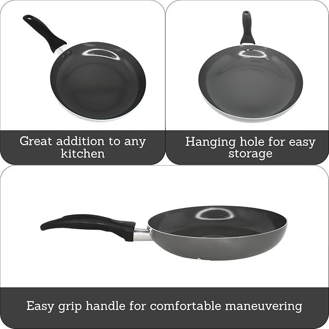 IMUSA 8 Inch Chef Cera Aluminum Ceramic Fry Pan, Gray | Cool-Touch Handle, Sautéing, Stir-Frying, Searing Eggs, Healthy Nonstick Cookware, Compatible with Electric Coil