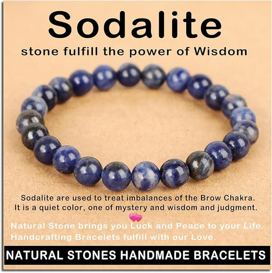 AD Beads Handmade Gemstone Stretch Elastic Bracelet Crystal Healing Reiki Nature's Beauty and Spiritual Essence Unisex