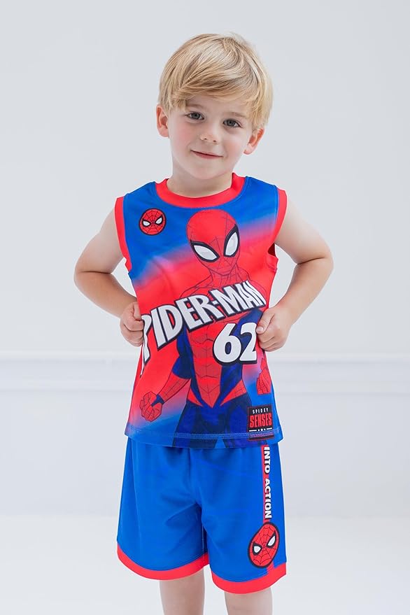Marvel Spider-Man Miles Morales Hulk Mesh Jersey Tank Top Shirt and Basketball Shorts Toddler to Big Kid Sizes (2T - 18-20)