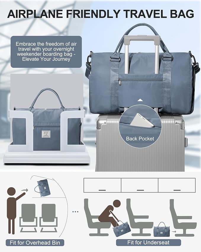 Gym Bags Womens Mens with Shoes Compartment and Wet Pocket Travel Duffel Bag for Women for Plane Sport Gym Tote Bags Swimming Yoga Waterproof Weekend Overnight Carry on Bag Hospital Holdalls