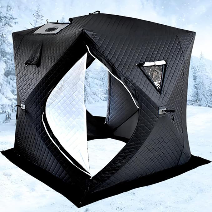 Outdoor Sauna Tent for 3-5 People, Insulated Ice Fishing Tent, Heat Insulating and Windproof, Portable Ice Fishing Shanty Ice House for Home Garden, Camping, Other Locations