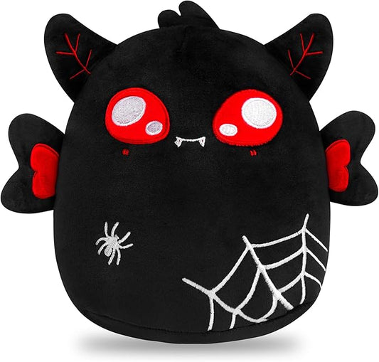 Halloween Stuffed Animal Plush Toy - 8 Inch Black Spider Web Mothman Plush Pillow Soft, Cute Spooky Stuff Animals Plushies Toys Gift for Kids Girls Boys, Halloween Birthday Party Decorations