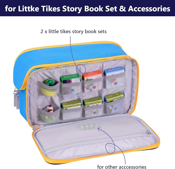 Carrying Case for Little Tikes Story Dream Machine Starter Set, Storage Bag for Story Books & Character Collection, with Handle Strap (Blue)