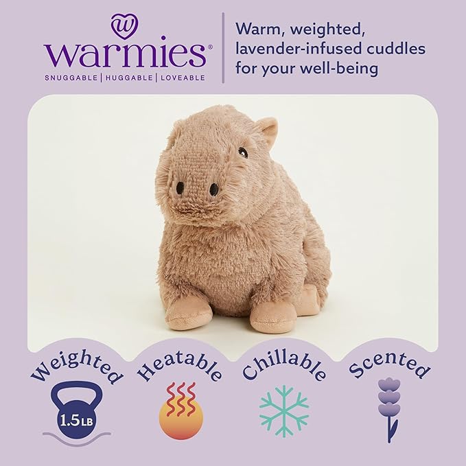 warmies Microwavable & Weighted Stuffed Animals, Capybara - Heated Stuffed Animal Plushie for Warmth & Comfort - Cute Soft Plush Toys for Adults & Children (Boys, Girls, Babies & Toddlers)