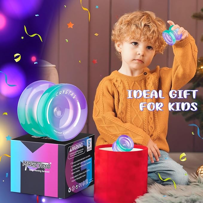 MAGICYOYO K2 Crystal Yoyo for Kids 8-12, Responsive Yoyo for Beginner, Plastic Yo Yo Professional Unresponsive Yo yo for Adults with Unresponsive Yo-yo Bearing, 12 Yoyo Strings, Case Bag, Removal Tool