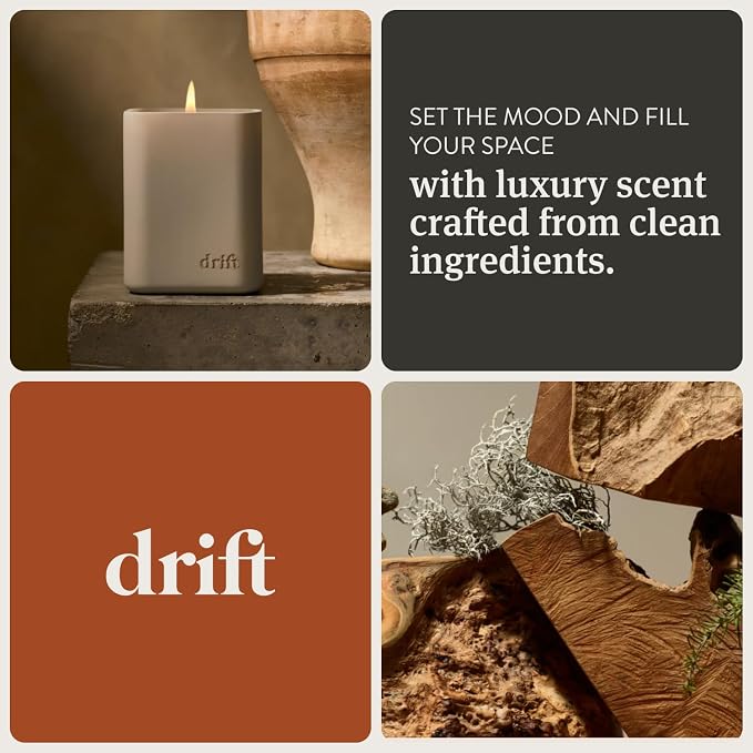 Drift Teak Scented Candle - Home Decor - Fragrance Oil Candle - 60 Day Burn Time - 10.5 oz