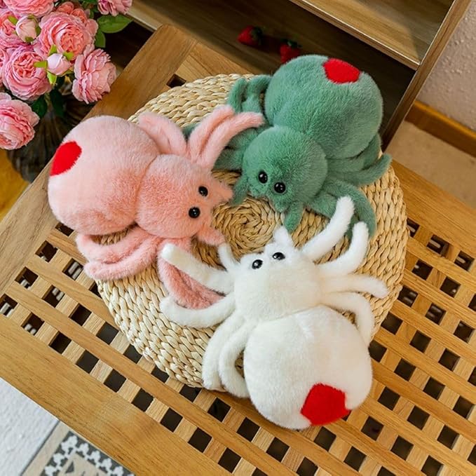 Plush Spider Stuffed Animal Toy, Soft 10 inch Kawaii Halloween Plush Spider Stuffed Toys Decorations Cuddle Gift for Kids and Adults (Pink)