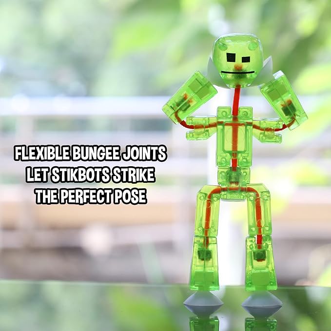 StikBot Zing, Set of 8 Clear Collectable Action Figures and Mobile Phone Tripod, Create Stop Motion Animation, Great for Kids Ages 4 and Up