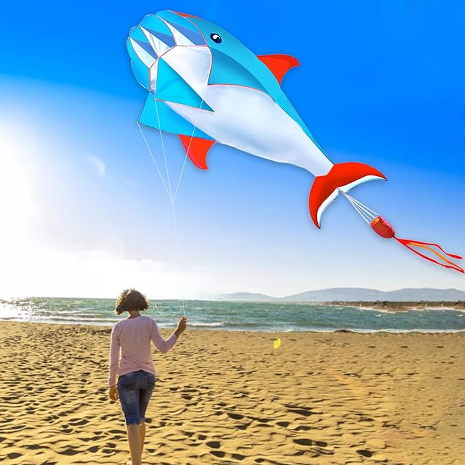 HENGDA KITE 3D Kite for Kids and Adults,Easy to Fly,Excellent Fabric and Structure Design，Huge Frameless Soft Parafoil Giant Whales Dolphins Kite