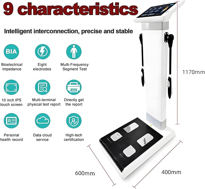 Intelligent Body Scanner,Bioimpedance Analysis Machine,Full Body Composition Scanning System,High Definition Touch Monitor,Premium Health Monitor for Home Fitness Management