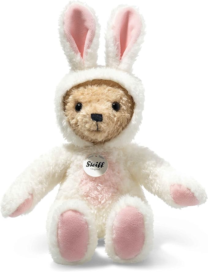 Steiff Teddy Bear in Bunny Hoodie Costume, Year of the Rabbit, Teddybear Stuffed Animal, Plush Bear Cuddly Toy, Machine Washable, 11 inches
