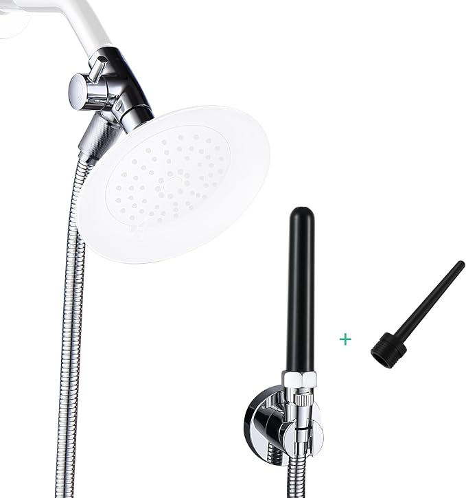 Shower Enema System with 100 Inches Hose, Diverter, Water Control Valve for Men and Women Portable Cleaning, Enema Nozzle Kit Cleaner Attachment（Matte&Chrome