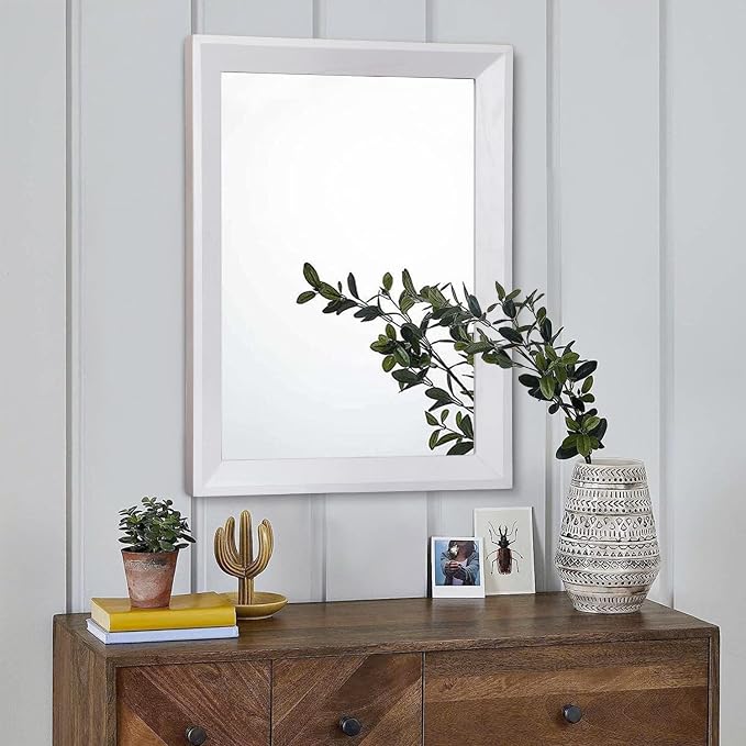 AAZZKANG Rectangular Wall Mirror Decorative Wood Framed Mirrors Large 20"x16" for Farmhouse Bedroom Bathroom Living Room Entryway Hanging Home Decor | 20"x16" Decorative Farmhouse Bedroom Bathroom Living Room Entryway