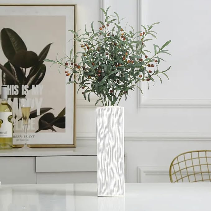 SHACOS 8 PCS Fake Olive Tree Branches Faux Olive Branches for Vase 28 inch Long Stems Artificial Greenery Stems Bulk Green Leaves Plant Twigs Decor