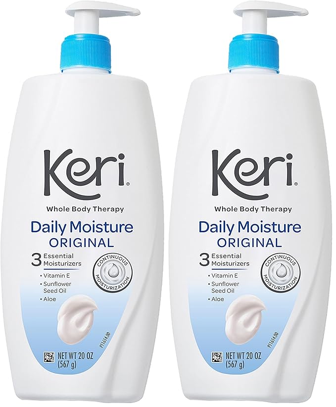 Keri Whole Body Therapy Original, Continuous Moisturization, 3 Essential Moisturizers (Vitamin E, Aloe and Sunflower Seed Oil), 20 Oz (Pack of 2)