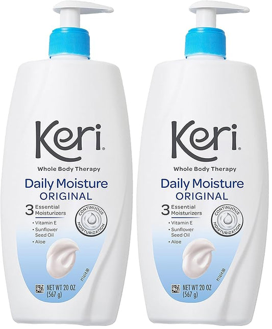 Keri Whole Body Therapy Original, Continuous Moisturization, 3 Essential Moisturizers (Vitamin E, Aloe and Sunflower Seed Oil), 20 Oz (Pack of 2)