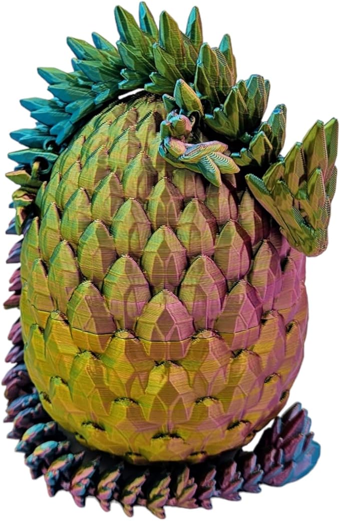 Surprise Dragon Egg Articulating Gemstone Dragon Fidget Figurine - 3D Printed Dragons Flexible ADHD, Autism, Relief Anxiety - Articulated Joints (Red Yellow Green)