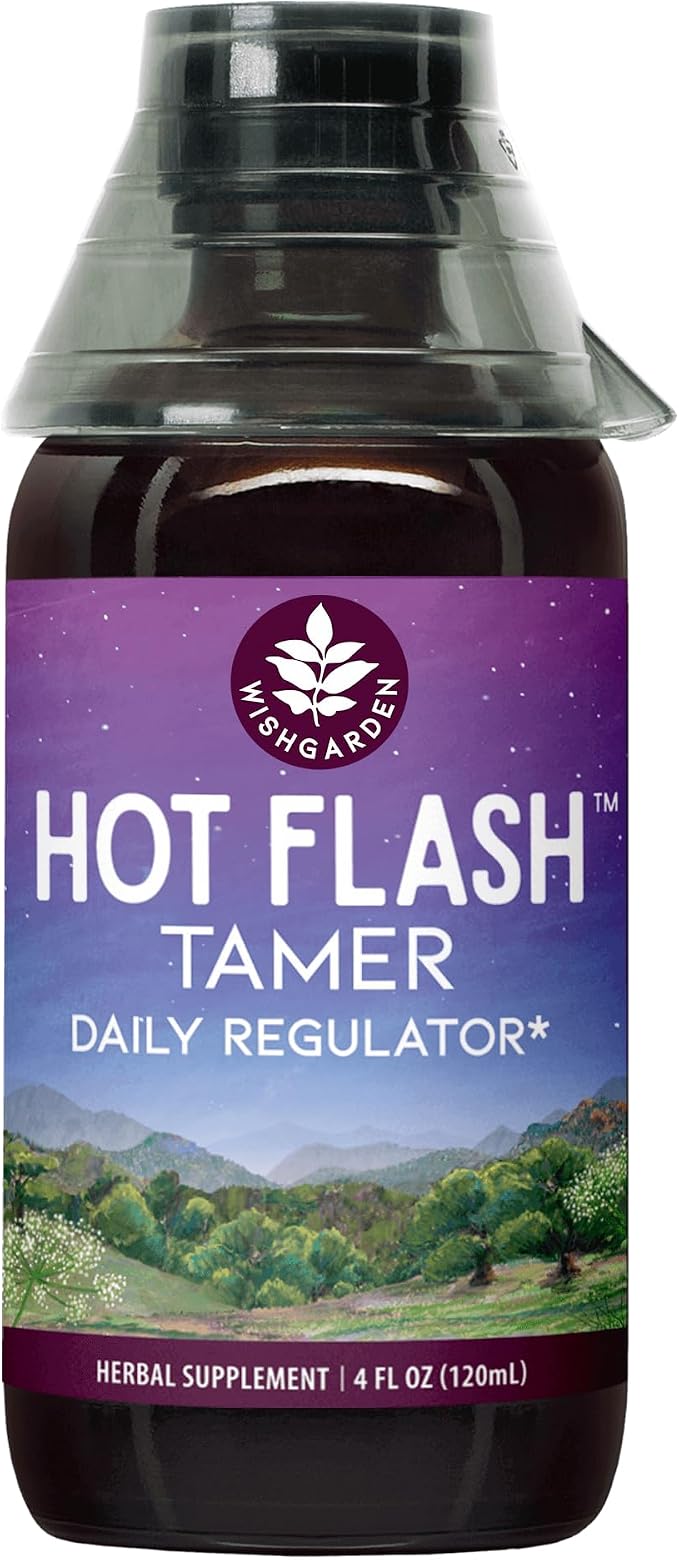WishGarden Herbs Hot Flash Tamer, Liquid Herbal Tincture, Black Cohosh, Vitex Berry, Menopause Hot Flash Relief, Night Sweats Support, Women's Hormone Balance, 4oz