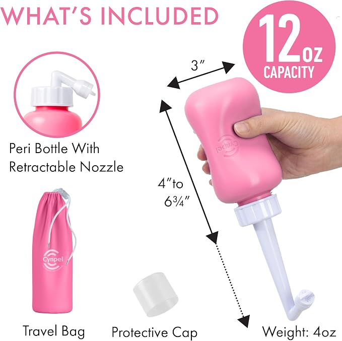 Cynpel Peri Bottle - Postpartum and Perineal Care - Portable Travel Bidet Sprayer for Women or Men - Handheld Jet Spray Bottle for Toilet - New Mom After Birth Recovery Essentials Feminine Care 2-pack