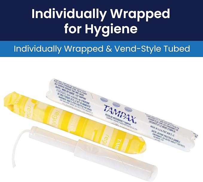 Hospeco Tampax Tampons for Vending Dispenser in Vending Tubes, Hospeco T500,(Case of 500), 7 Count, White