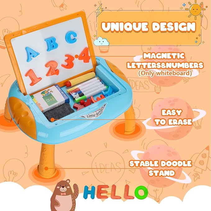 Toys for 1-2 Year Old Boys, Toddler Boy Toy with Magnetic Letters and Numbers, Learning and Educational Toys for 1 2 Year Old, Boys Birthday (Blue,Orange)