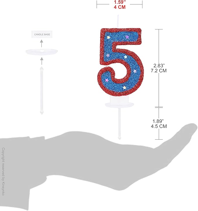 Blue Hero Captain 5 Birthday Candle 3D Number 5 Candle for Cake Boy Girl Kid's 5 Years Old Superheroes Theme Party Cake Decoration