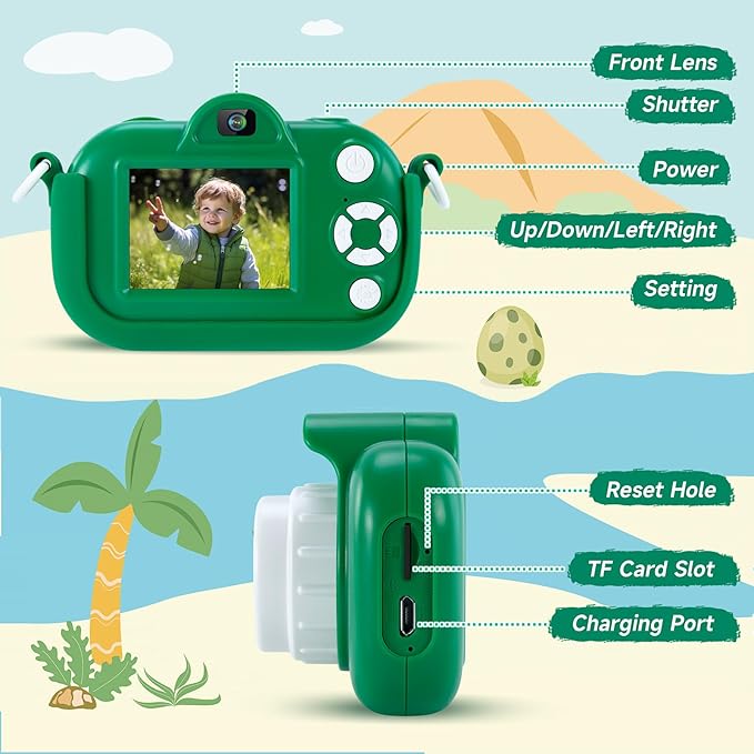Kids Camera Toys for Boys Ages 4-8, Green Toddler Digital Camera 1080P HD with 32GB SD Card, for 6 Year Old Boys