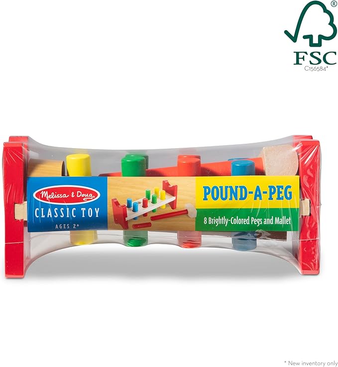 Melissa & Doug Deluxe Wooden Pound-A-Peg Toy With Hammer - FSC Certified