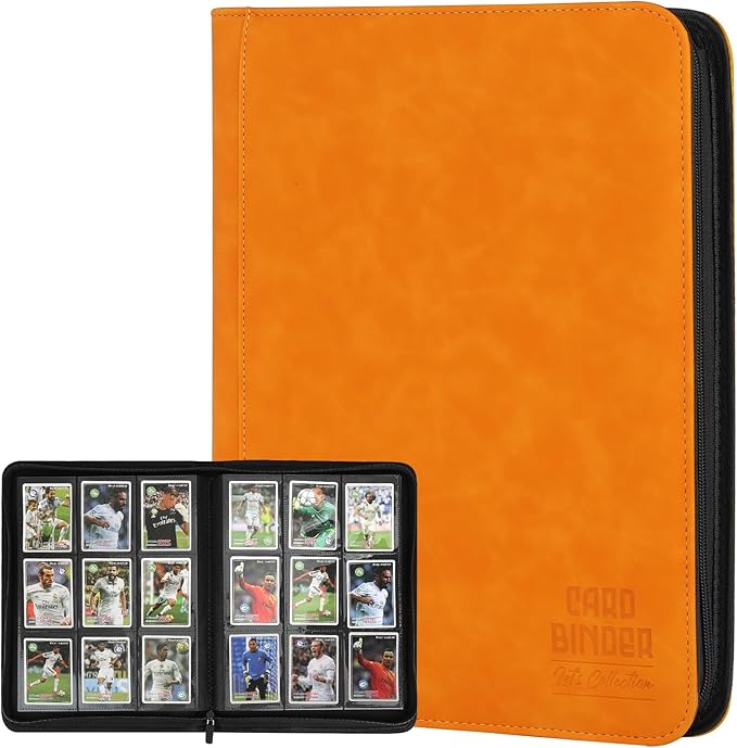 Trading Card Binder, Premium 9 Pocket Double Sided 540 Pocket PU Card Collection Binder, Collectible Trading Card Albums for MTG, TCG, Sport Card, Game Cards (Orange)