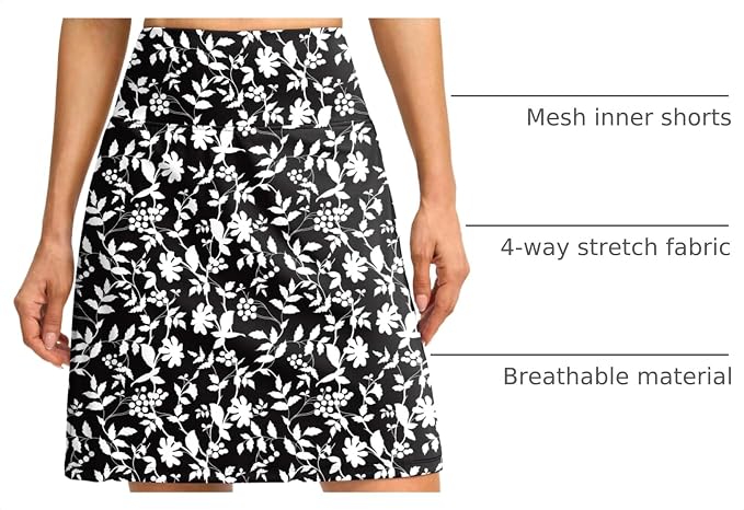 G Gradual 19" Skorts for Woman with Pockets High Waist Golf Skirt | Lightweight, Stretchy, Breathable, Tummy Control, Built-in Shorts, Athletic, Tennis, Pickleball, Casual Summer