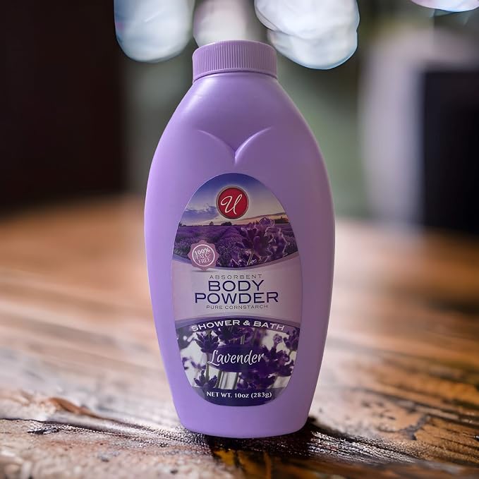 Absorbent Body Powder Pure Cornstarch Lavender Shower & Bath 10 oz. (2 Pack)