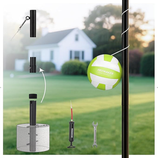 Tetherball Set, Tether Balls and Rope Set with Pole 10.43ft Height Heavy Duty, Tetherball Equipment Kit for Backyard Outdoors(No Base Included)