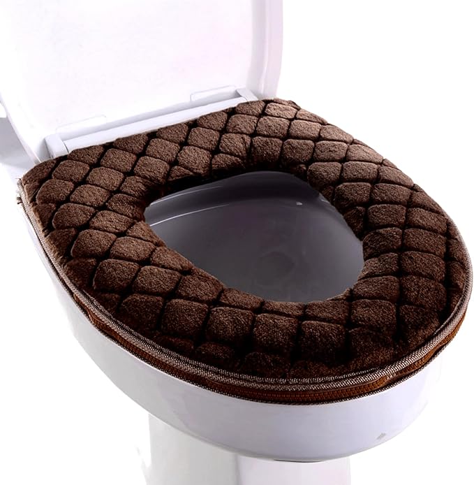 Toilet Seat Cover Pad Toilet Seat Cushion Washable & Comfortable Cover Pads, Fits Most Size Lids Mat U Shaped Covers for Bathroom Pad with Zipper Cushioned Soft Warmer Washable