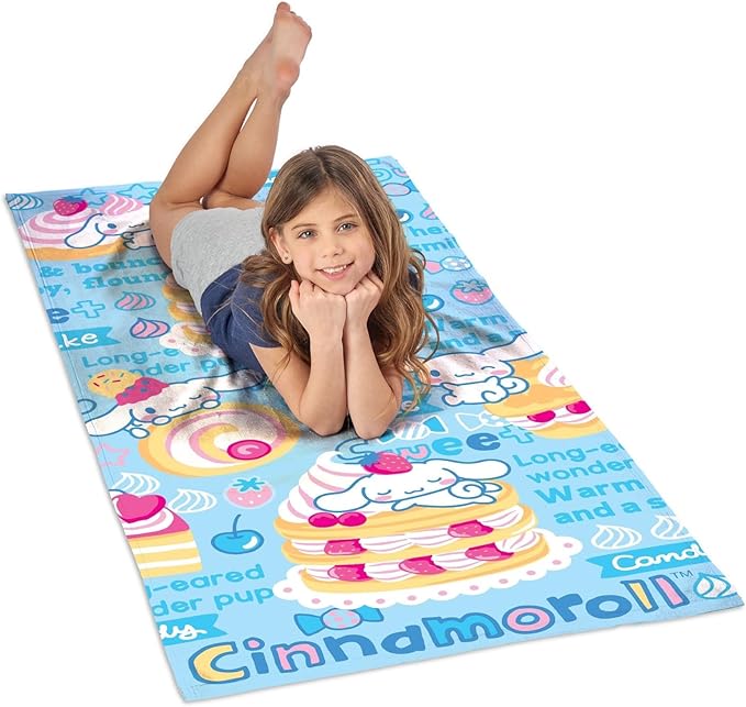 NORTHWEST Hello Kitty Beach Towel 2-Pack – Oversized, Soft, Absorbent, Fast-Drying, Sand-Free Pool Towels Featuring Keroppi, Cinnamoroll & Hello Kitty Designs 30" x 60"
