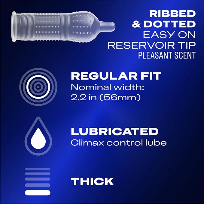 Durex Performax Intense Natural Rubber Latex Condoms, Regular Fit, 24 Count, Contains Desensitizing Lube for Men, (Packaging May Vary) (Pack of 2)