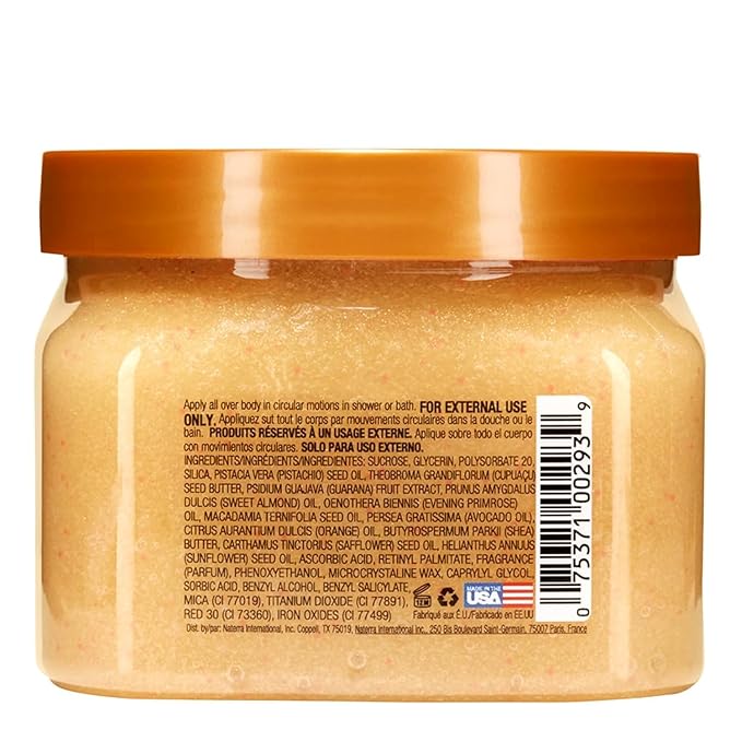 Tree Hut Tropic Glow Shea Sugar Scrub, Exfoliating & Hydrating Body Scrub with Shea Butter, Radiant Glow, Warm Scent, 18 oz