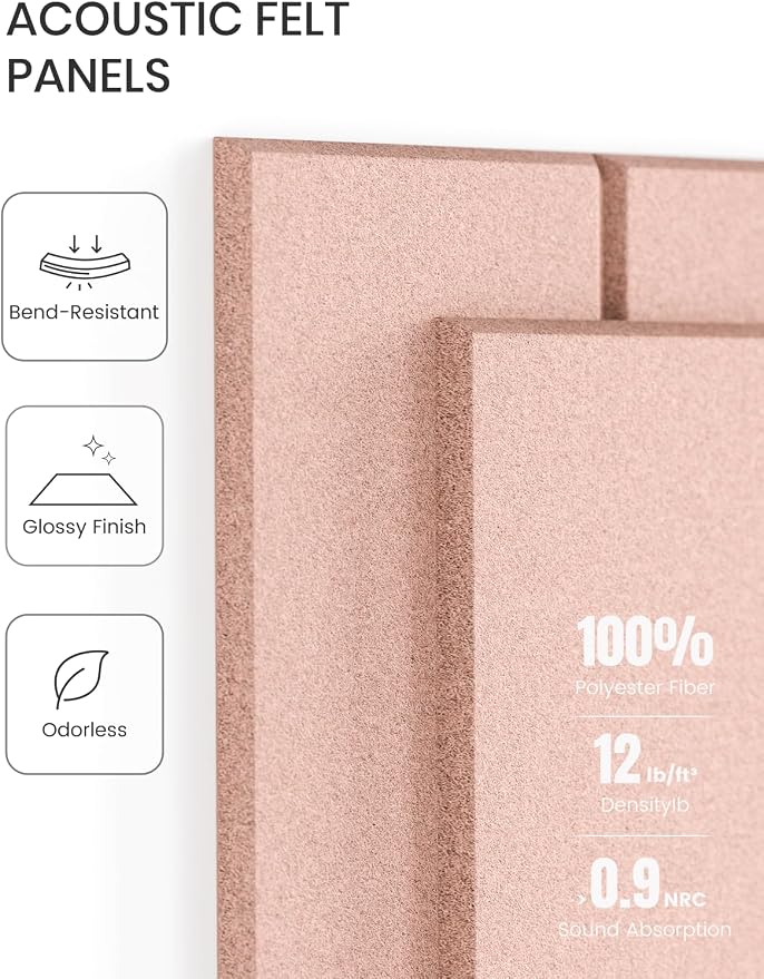 Fluxynara 48" x 36" Large Felt Bulletin Board, Pink | 12 Pack Cork Board Alternative with 60 Safe Adhesive Tabs, Pin Boards for Wall Decor, Home, Office, Classroom,Dorm