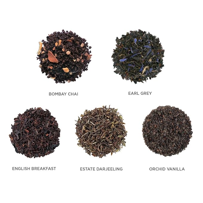 Tea Forte Single Steeps Loose Leaf Tea Sampler, Assorted Variety Tea Box, 15 Single Serve Pouches, Black Tea