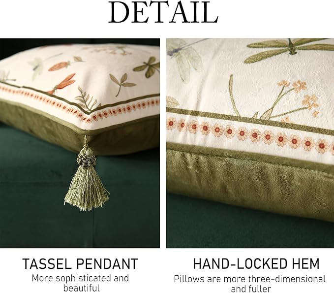 Designer Velvet Throw Pillow Covers,18"x18" Set of 2-Grace B | Pillow Cover,Concealed Zipper Design,Dragonfly Pattern,Sofas,Bedroom,Living Room,Lounge Chairs,All Season Home Decor
