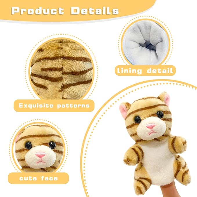 Farm 6pcs Finger Puppets Set, Cute Animal Puppet Mini Hand Puppets Role-Playing Story Animal Soft Plush Toy for Kids cat, Mouse, Horse, Rabbit, Donkey, Turkey(farm02)