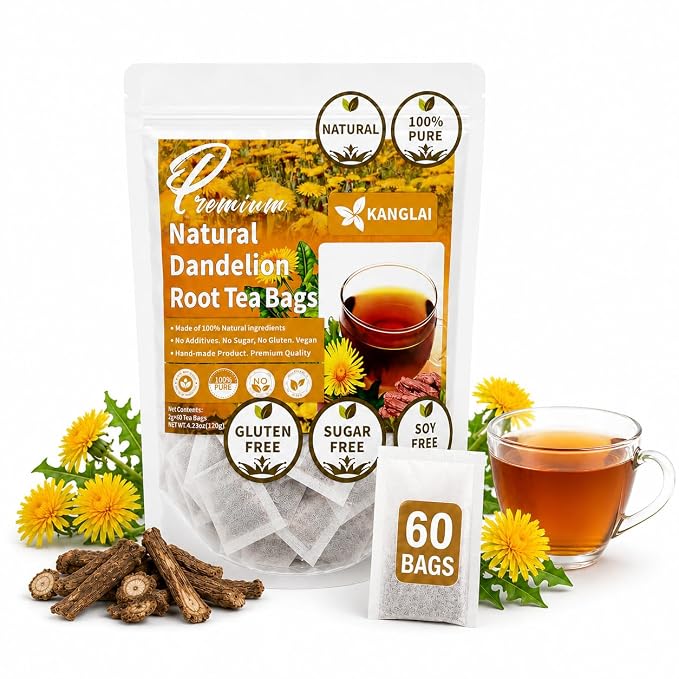 Dandelion Leaf & Root Herbal Tea Bags, 60 Count | Caffeine-Free