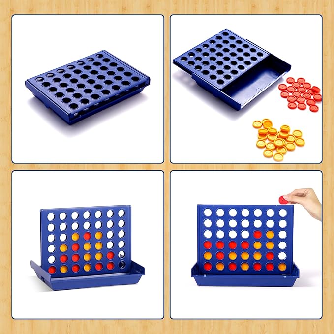 Pup Go Travel Sized Classic 4 in a Row Game for Kids Ages 3-8, Mini Match 4 Game, Portable Travel Games for Car Plane, Fun Strategy Toy, Kids Travel Essentials for Camping & Family Trips 11x8x9cm