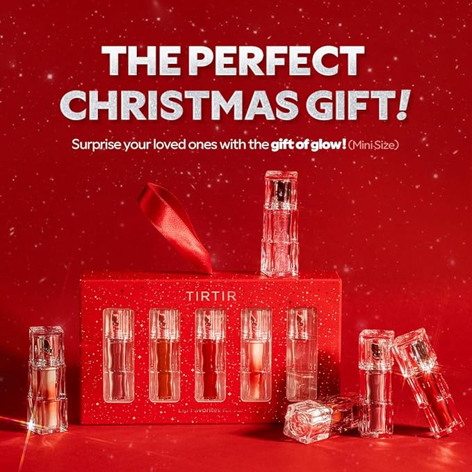 TIRTIR Holiday Lip Stain Gift Set | 12H Lasting Korean Lip Gloss Stocking Stuffers for Women, set of 5
