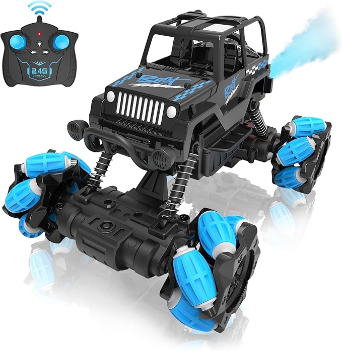 RC Sideways Stunt Car, 2.4 Ghz Remote Control Drift Car, Features 360° Rotation, Spins, Spray, All Terrain 4WD RC Stunt Cars Toys for 6-12 Years Boys Girls Gifts for Christmas New Year