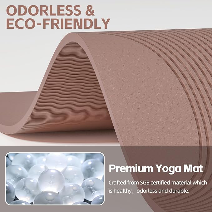 PAIDU Large Yoga Mat, 72" x 36" x 2/5"（10MM） Thick Non-Slip Exercise Mat, SGS-Certified POE Material, Ideal for Home Gym, Yoga, Pilates, Fitness Workouts & Floor Mat