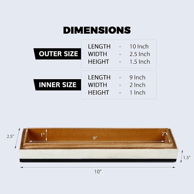 Handicrafts Home Slim Decorative Storage Box with Lid– Black White Modern Storage Box, Remote Control Holder, Coffee Table Organizer, Minimal Desk Storage Box for Living Room– Mono Court 10x2.5x1.5