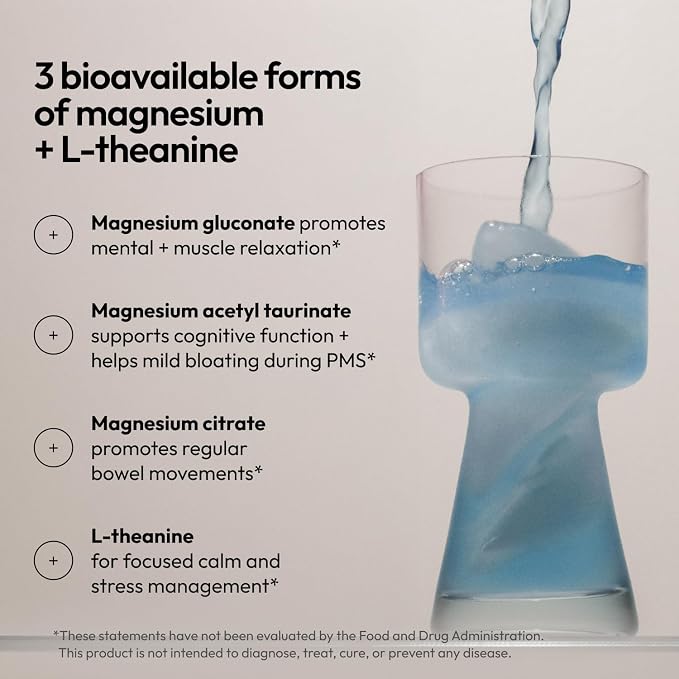 Moon Juice Magnesi-Om Magnesium Powder Supplement - Chelated Magnesium Complex + L-Theanine Blend for Rest, Relaxation & Regularity - Vegan, Non-GMO & No Sugar, Blue Lemon, 7.7 oz, 55 Servings